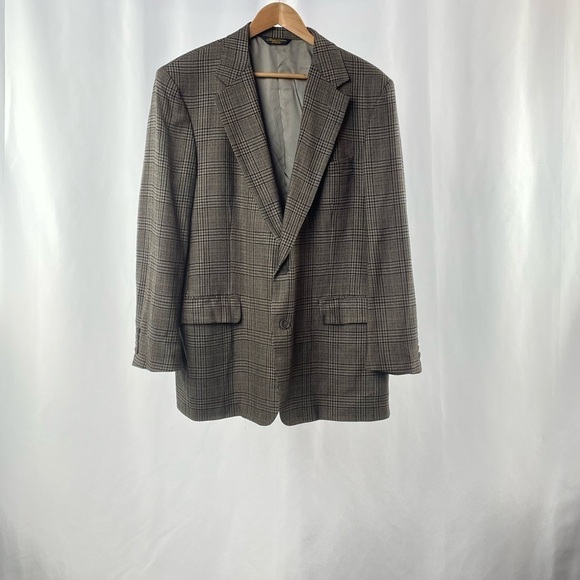Brooks‎ Brothers 100% Wool Houndstooth Blazer in Black Tan Size 41R - Picture 1 of 6